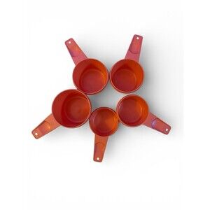 Vintage Set Of 5 Orange Tupperware Measuring Cups